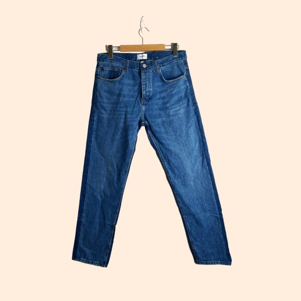 FRAME Blue Slim Straight Jeans